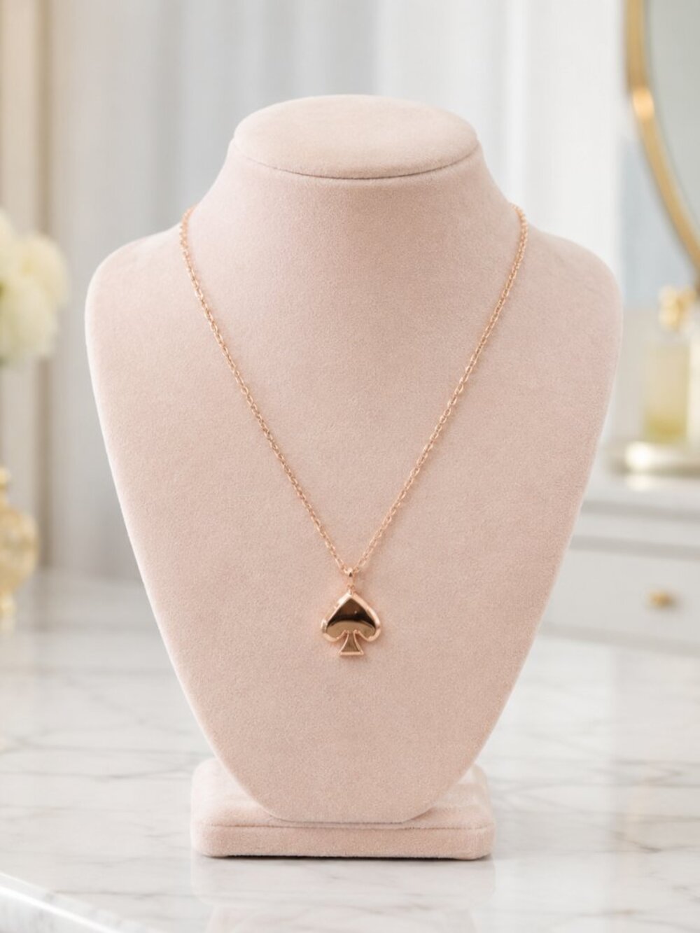Kate Spade New York Rose Gold Spade Logo Pendant Necklace NWT